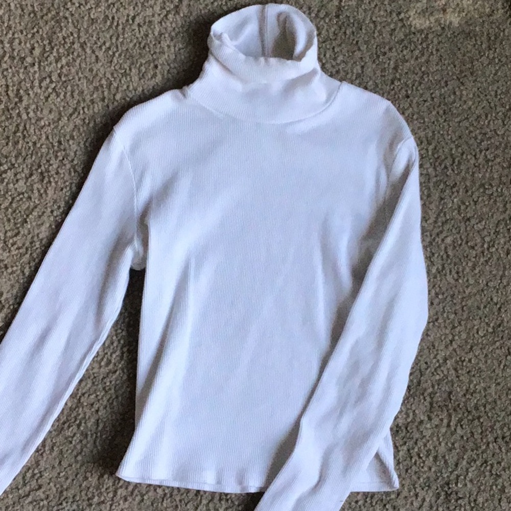 White Turtleneck Long Sleeve Top